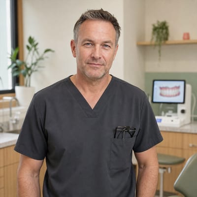 Dr. Marcus Ellery, restorative and implant dentist, in the surgical treatment room